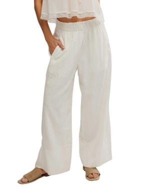 Free People Days End Pull-On Linen Blend Wide Leg Pants - White