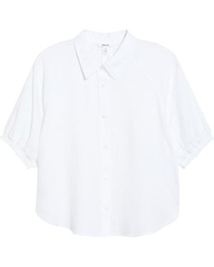 Splendid Talia Puff Sleeve Button-Up Shirt - White