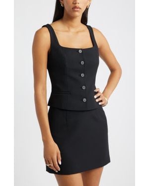 Open Edit Button-Up Top - Black