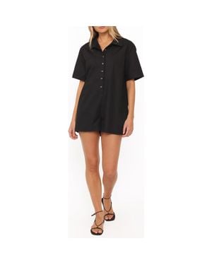 Petal & Pup Calypso Button Front Romper - Black