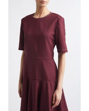 Marni Mending Embroidery Midi Dress - Red