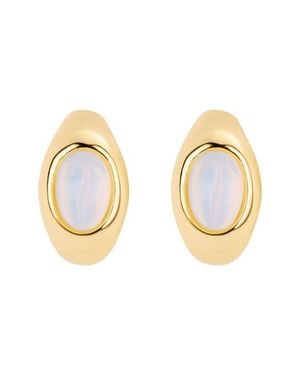 ATHRA LUXE Simulated Moonstone Huggie Hoop Earrings - Metallic