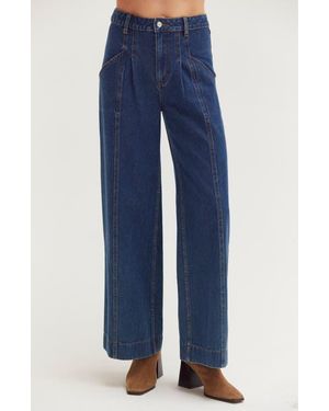 Crescent Flare Denim Pants - Blue