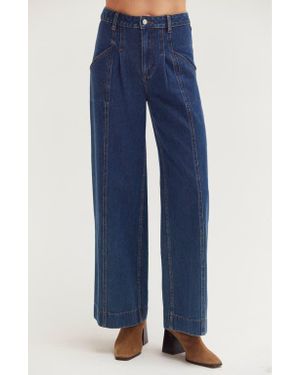 Crescent Flare Denim Pants - Blue