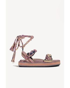Amambaih Carolina Braided Lace Up Platform Sandal - Pink