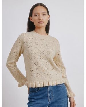 Albaray Pointelle Ruffle Sweater - Natural
