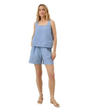 Pact Canopy Linen High-Waisted Short Made With Organic Cotton - Blue