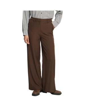 Ichi Ihfavsa High Waist Wide Leg Pants - Brown