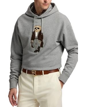 Ralph Lauren Felpa Bear Appliqué Cotton & Cashmere Hoodie - Gray