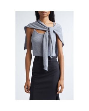 Monse Tie Scarf Cashmere Camisole Sweater - Gray