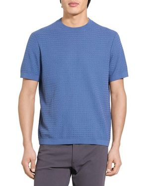 Theory Damian Tactile Crewneck T-Shirt - Blue