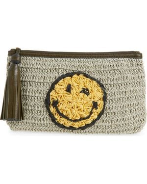 Anya Hindmarch Wink Woven Raffia Pouchette - Metallic