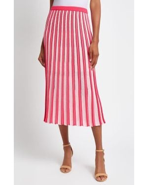 Ming Wang Pointelle Stitch A-Line Sweater Skirt - Red