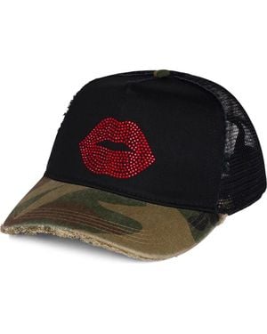 Lauren Moshi Jilly Crystal Lip Trucker Hat - Green