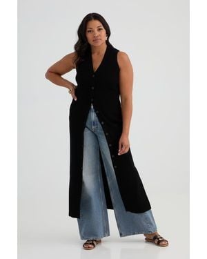 KADA The Rib Sleeveless Knit Duster Midi Dress - Black