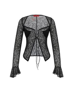 Pcfg Long Sleeve Lace Top - Black