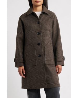 Sam Edelman Plaid Slim Balmacaan Coat - Brown