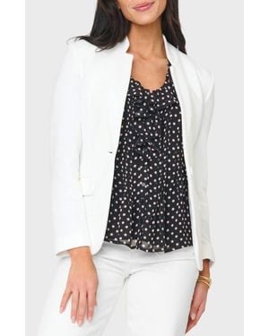 Gibsonlook Inverted Notch Collar Cotton Blend Knit Blazer - White