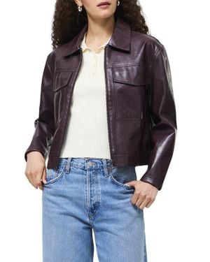 French Connection Kayleigh Faux Leather Bomber Jacket - Blue
