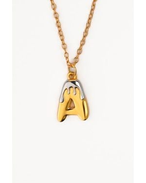 Zynnia Collective Two Tone Bubble Initial Necklace - Metallic
