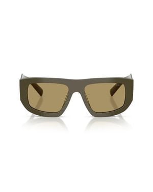 Prada 53Mm Irregular Shield Sunglasses - Natural