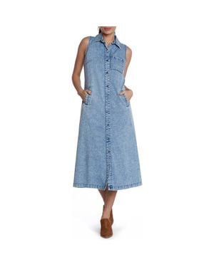 Wash Lab Denim Sleeveless Denim Shirtdress - Blue