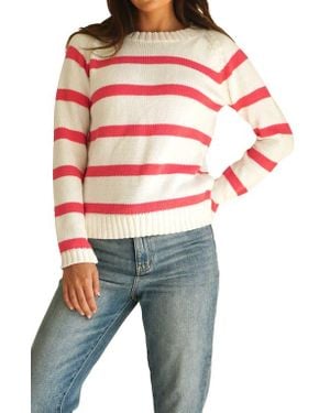 Paneros Clothing Sloane Stripe Cotton Crewneck Sweater - Red