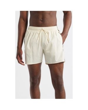 BOSS Side Stripe Stretch Swim Trunks - Natural