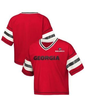 Outerstuff Girls Youth Georgia Bulldogs Gridiron Jersey V-Neck T-Shirt - Red