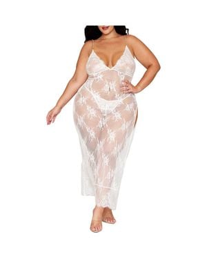 Dreamgirl Lace Longline Chemise & G-String Set - Pink