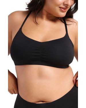 Siella Organic Cotton No-Show V-Scoop Bra - Black