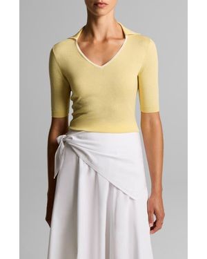Vince Tipped Cotton & Cashmere Polo - Yellow