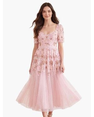 Needle & Thread Wisteria Sweetheart Short Sleeve Dress - Pink