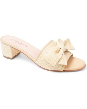 Patricia Green Raffia Bow Block Heel Slide Sandal - White