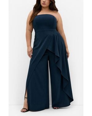 City Chic Attract Strapless Jumpsuit - Blue