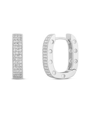 SHYMI Pavé Chunky Horseshoe Hoop Earrings - White