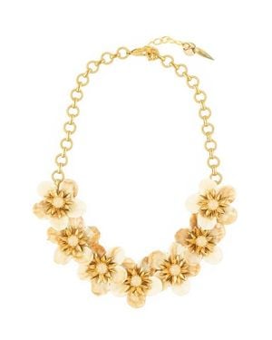 Deepa Gurnani Yuka Flower Statement Necklace - Metallic