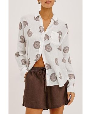 Rails Charli Seashell Print Button-Up Shirt - Natural