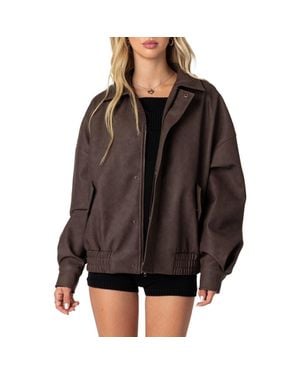 Edikted Mori Oversize Faux Leather Jacket - Black