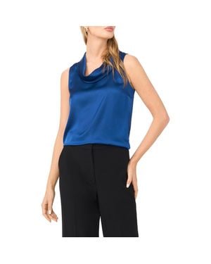 Vince Camuto Cowl Neck Satin Charmeuse Sleeveless Top - Blue
