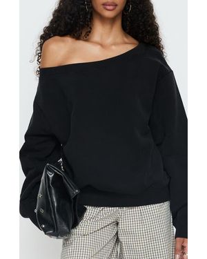 Princess Polly Wellness One-Shoulder Sweatshirt - Black