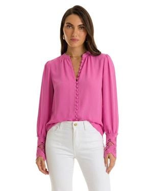 The Noli Shop Blake Lace Sleeve Blouse - Pink