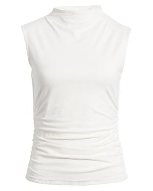 Open Edit Ruched Mock Neck Tank - White
