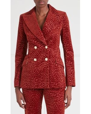Temperley London Lynx Velvet Double Breasted Jacket - Red