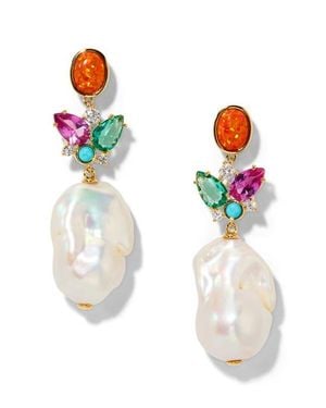 Nadri Frieda Cubic Zirconia & Freshwater Pearl Drop Earrings - White