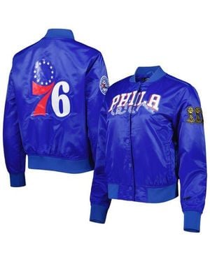Pro Standard Philadelphia 76Ers Classics Satin Full-Snap Jacket - Blue