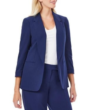 Jones New York Three-Quarter Sleeve Blazer - Blue