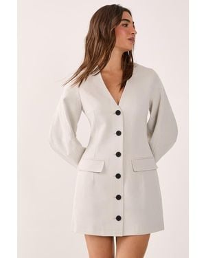 Nasty Gal Button Through Mini Blazer Dress - Natural