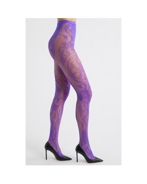 High Heel Jungle Monet Lace Tights - Purple