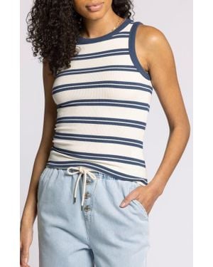 Thread & Supply Ellen Stretch Cotton Blend Rib Tank Top - Blue